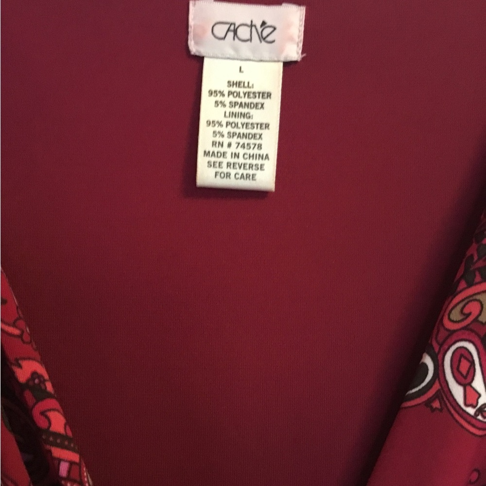 Cache Red Faux Wrap Dress Long Sleeve - Picture 3 of 3